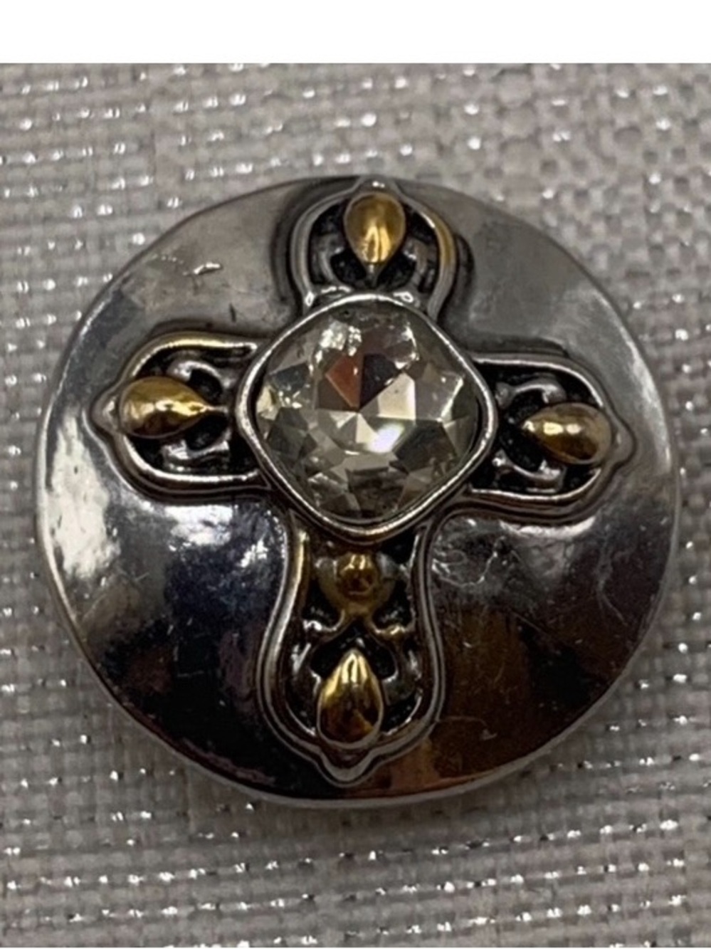💗Silver & Gold Cross - Genuine Ginger Snaps & Co. Snap Button Charm - 18mm/20mm